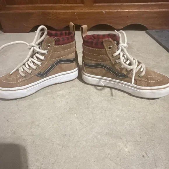 Vans Sk8-Hi Plaid Brown/Black Boys Size 12.5 - Picture 4 of 7